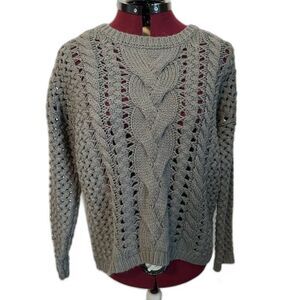 Dex Chunky Gray Cable Knit Sweater, Women's Medium
